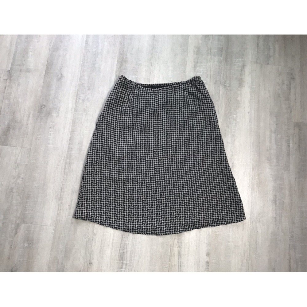 Talbots Womans Size 8 100% Pure Silk A-Line‎ Skirt Lined Side Zip Black, White - Picture 5 of 12